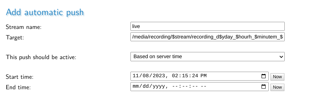 picture of only setting start time