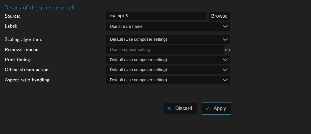 Image of selecting a stream for scaling and aspect handling