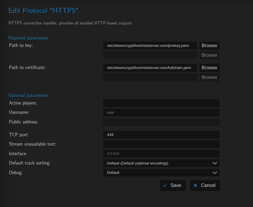 Example of SSL certificate setup