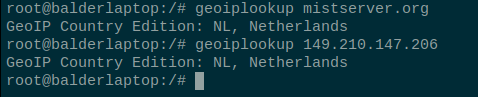 Image of using geoiplookup in the terminal