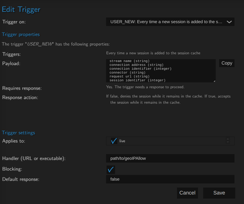 Image of setting up a USER_NEW trigger