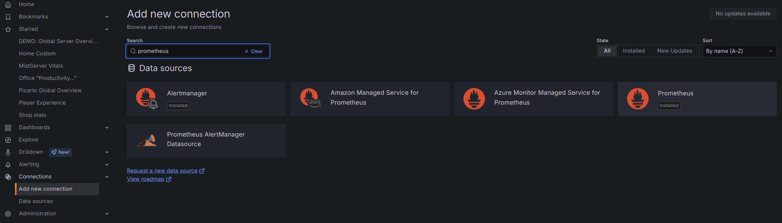 image of adding data source to Grafana