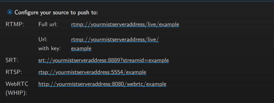 example of the pushable links