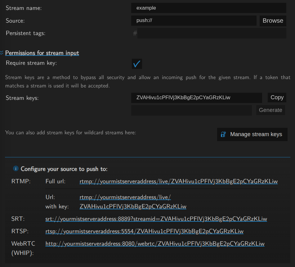 example of streamkeys
