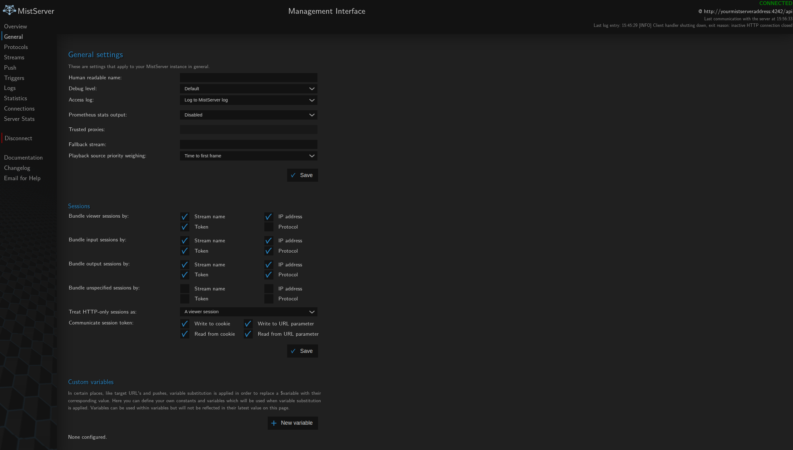 general settings panel
