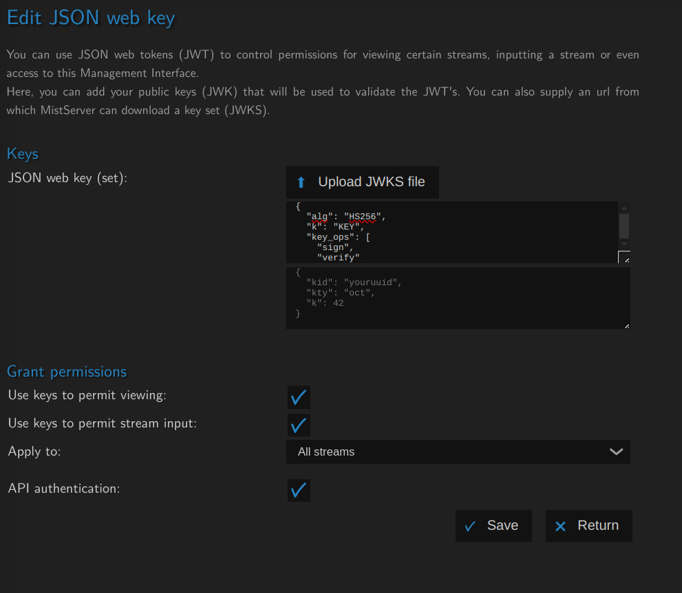 Filling in JWK information