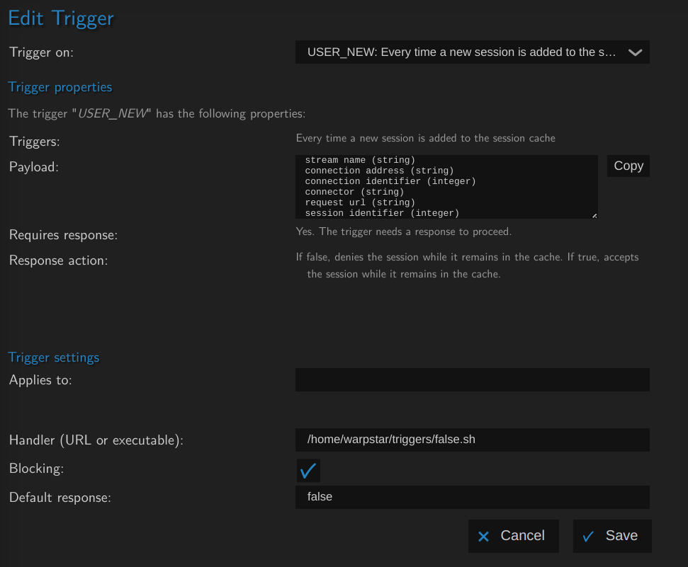 Setting up a block all trigger