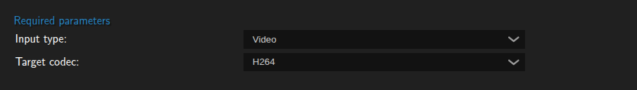 Required parameters shown