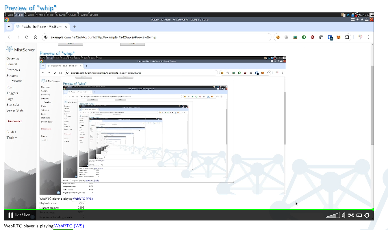 image of WebRTC ingest to playback within MistServer