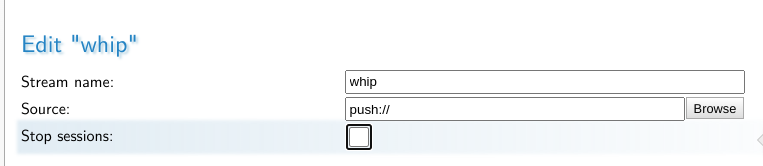 image of whip stream configured within MistServer