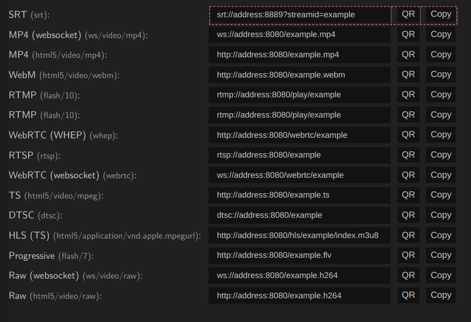 Image of the direct stream links