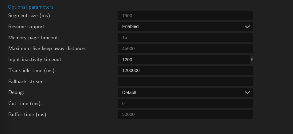 picture of the optional parameters