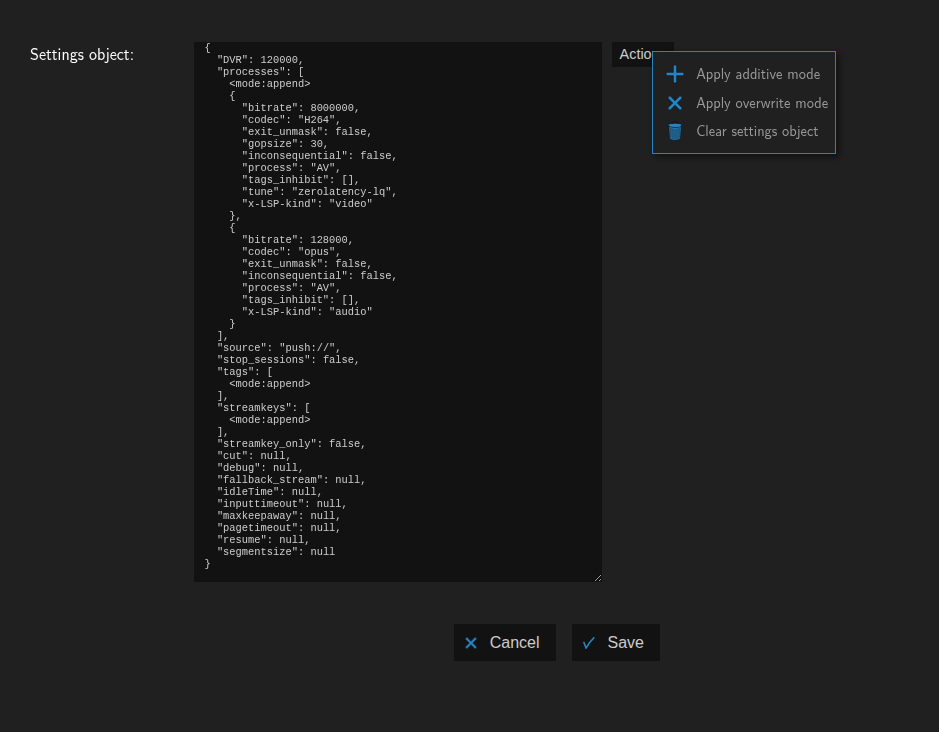 Selecting the template mode