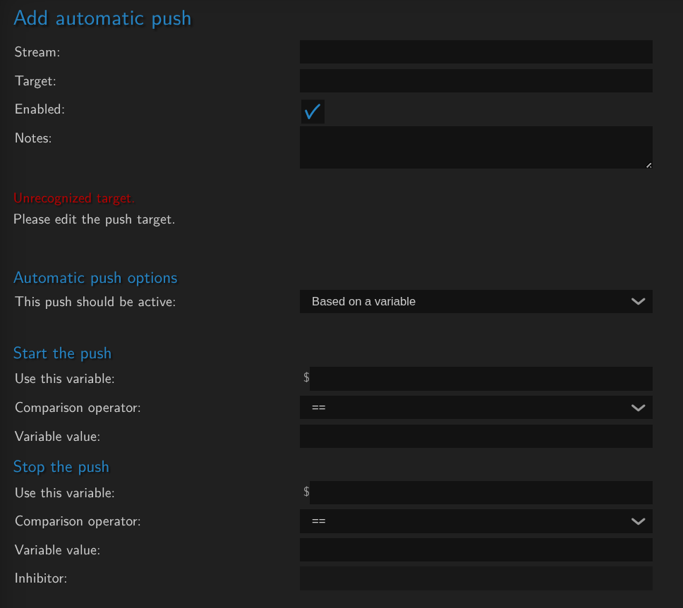 using dynamic variables to push