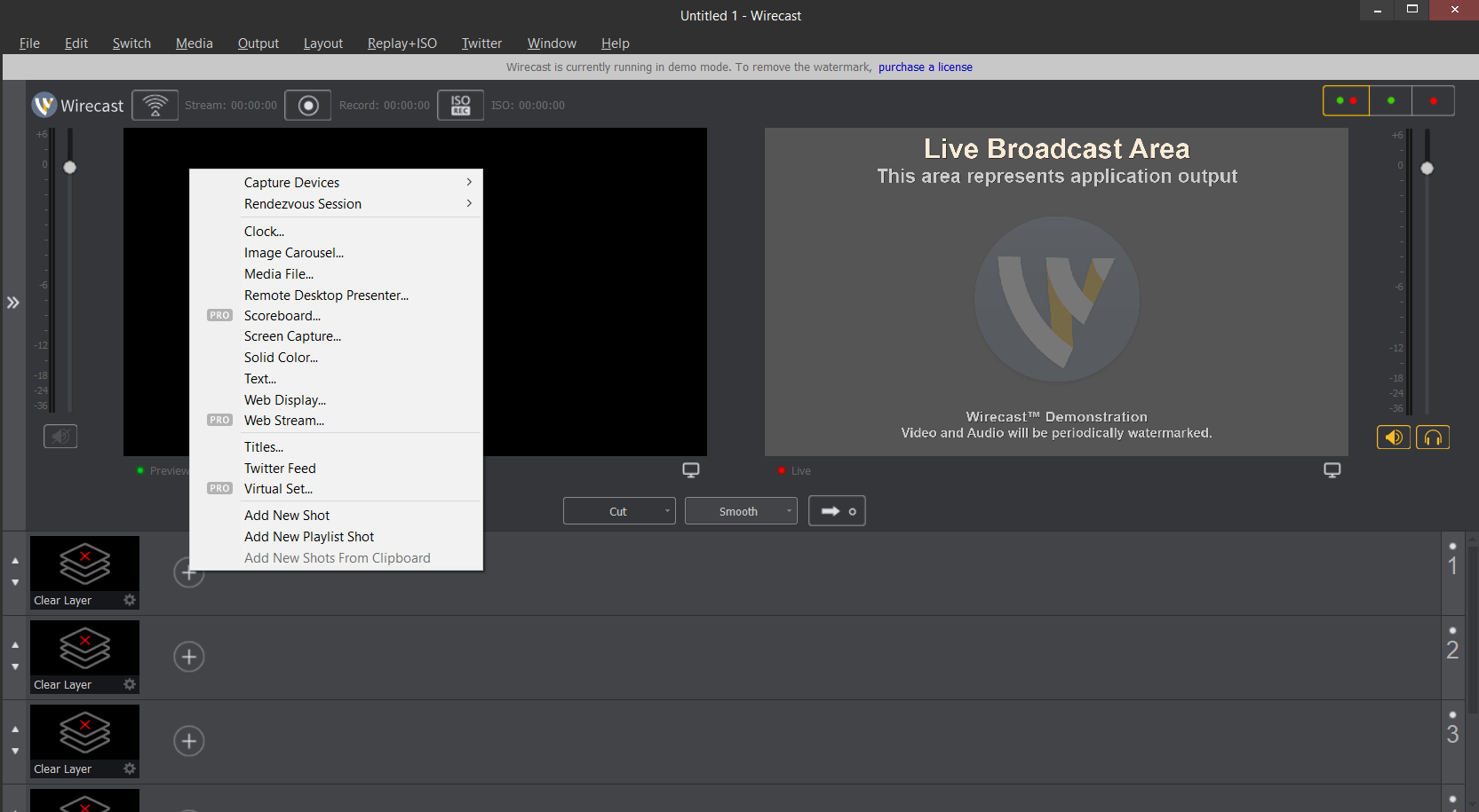 Adding a stream to Wirecast